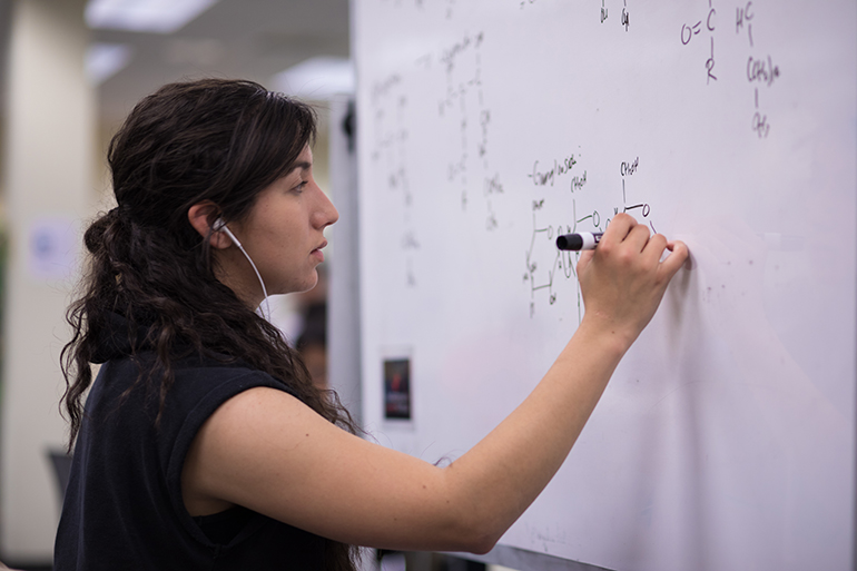 A SCAA tutor drawing diagrams on a whiteboard