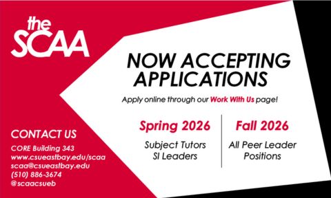 image of SCAA hiring info for Spring 2026 and 2026-2027 AY