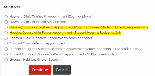 Housing Appointment