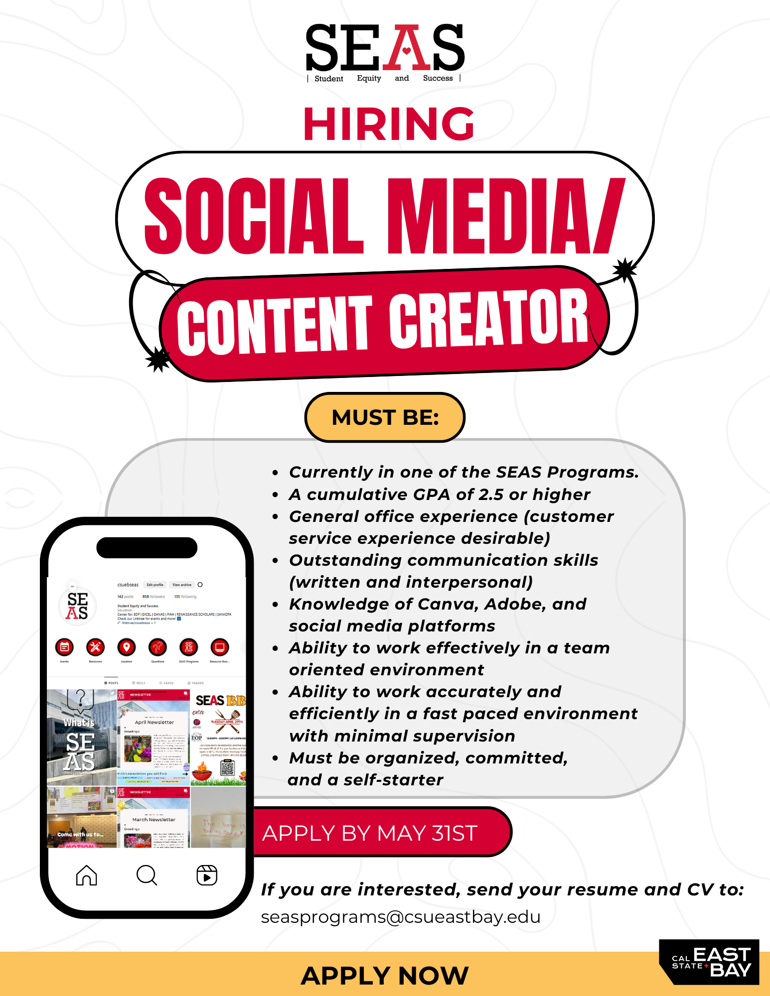 hiring social media content creator flyer