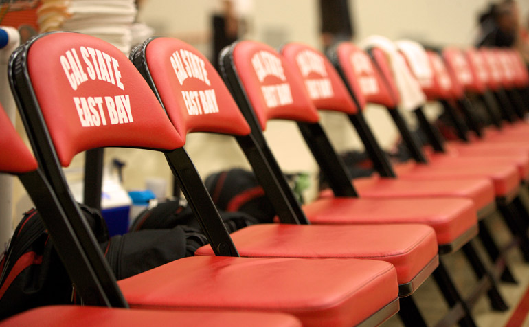 Chairs that say Cal State East Bay