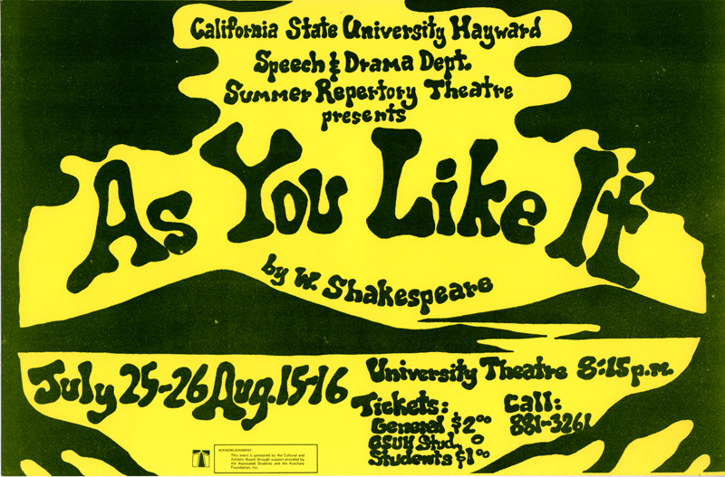 Summer Repertory Theatre 1975: As You Like it flyer