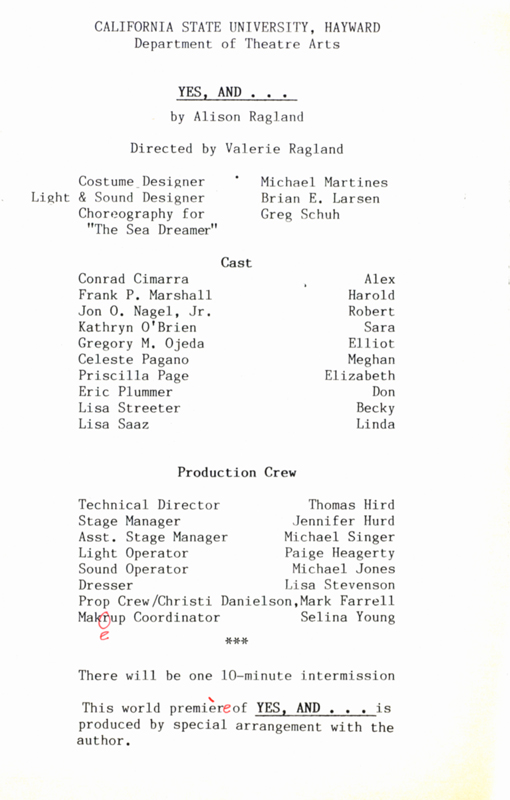 Highlands Summer Theatre 1987: Yes, and ...