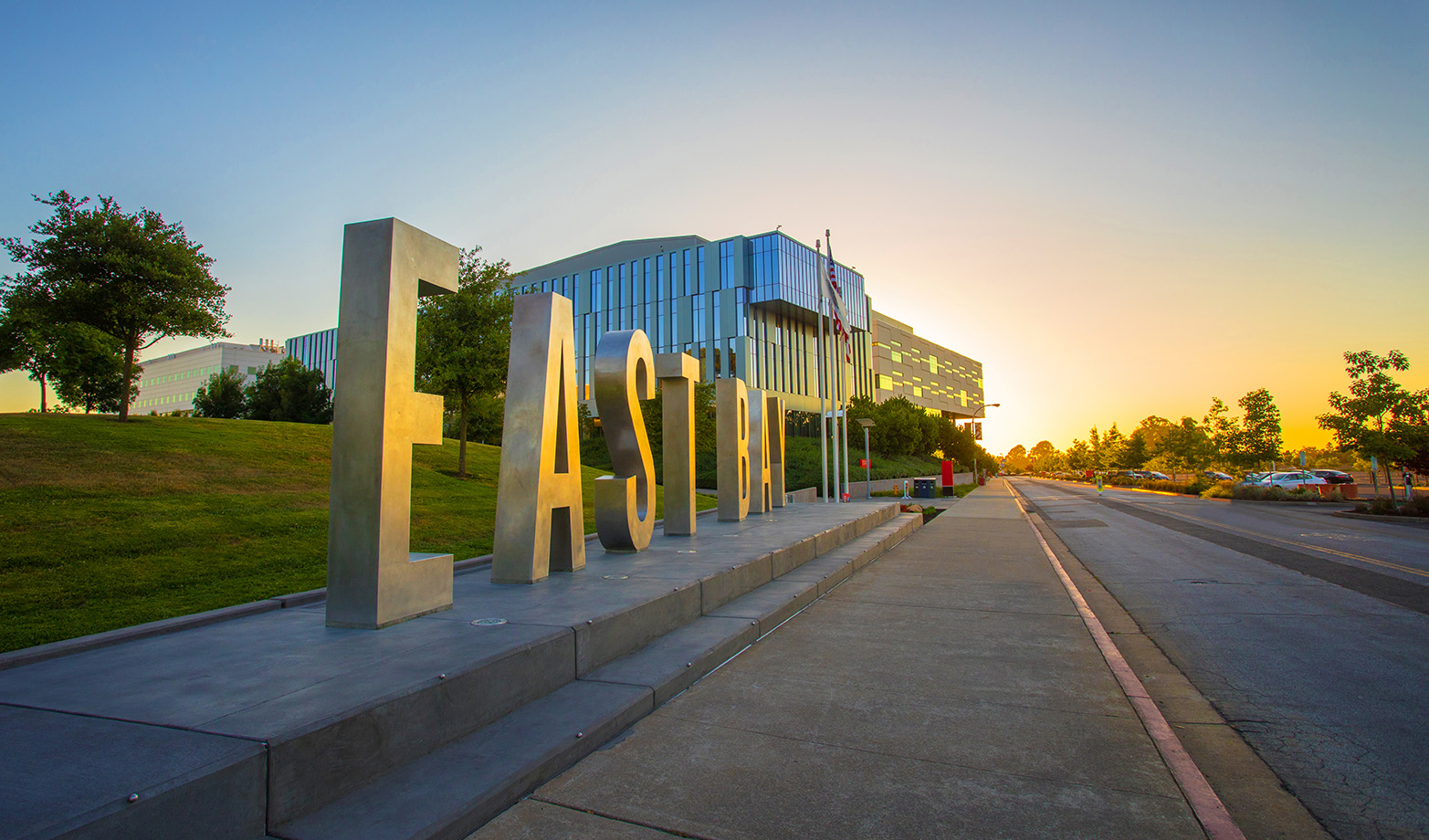 CSUEB letters at sunset
