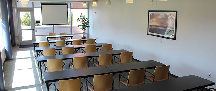 Bayview Room with Tables in Rows and Chairs on One Side