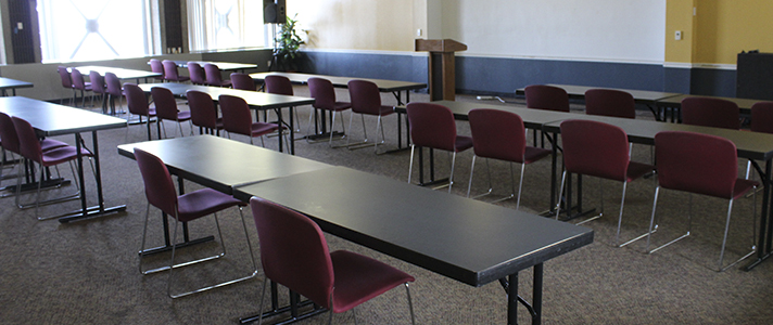 Room 311 Tables in Staggered Rows with Chairs on One Side