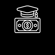 Icon of a dollar sign and a grad cap