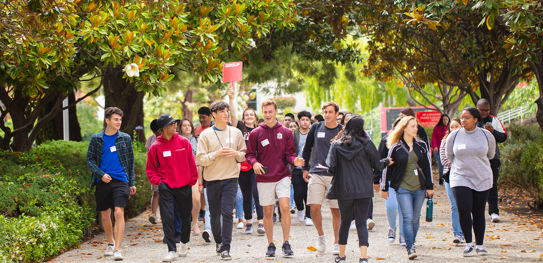 Students on campus tour